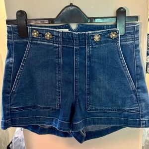 Pilcro Dark Blue Jean Shorts with Button Details Size 27
